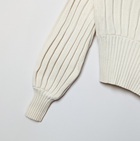 ARITZIA WILFRED Plunge Front Cardigan Merino Wool Sweater Oak White XXS - Picture 12 of 14